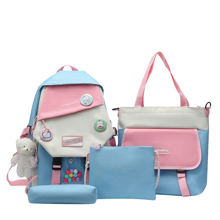 4 In 1 Pcs Suit Custom High Quality Fashion Style Color Contrast Back Pack Teenage Cute Backpack School Bags For Girls Set
4 In 1 Pcs Suit Custom High Quality Fashion Style Color Contrast Back Pack Teenage Cute Backpack School Bags For Girls Set