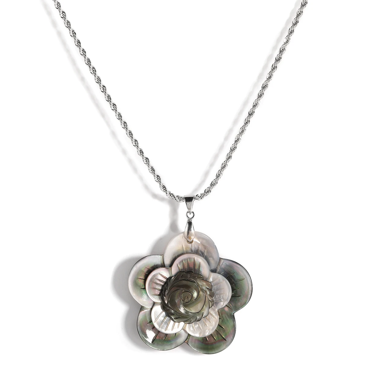 Wholesale Necklace Accessories Hawaiian 3 layer 3D Natural Shell Flower Pendant Necklace Silver Plated Rope Chain Necklace
Wholesale Necklace Accessories Hawaiian 3 layer 3D Natural Shell Flower Pendant Necklace Silver Plated Rope Chain Necklace