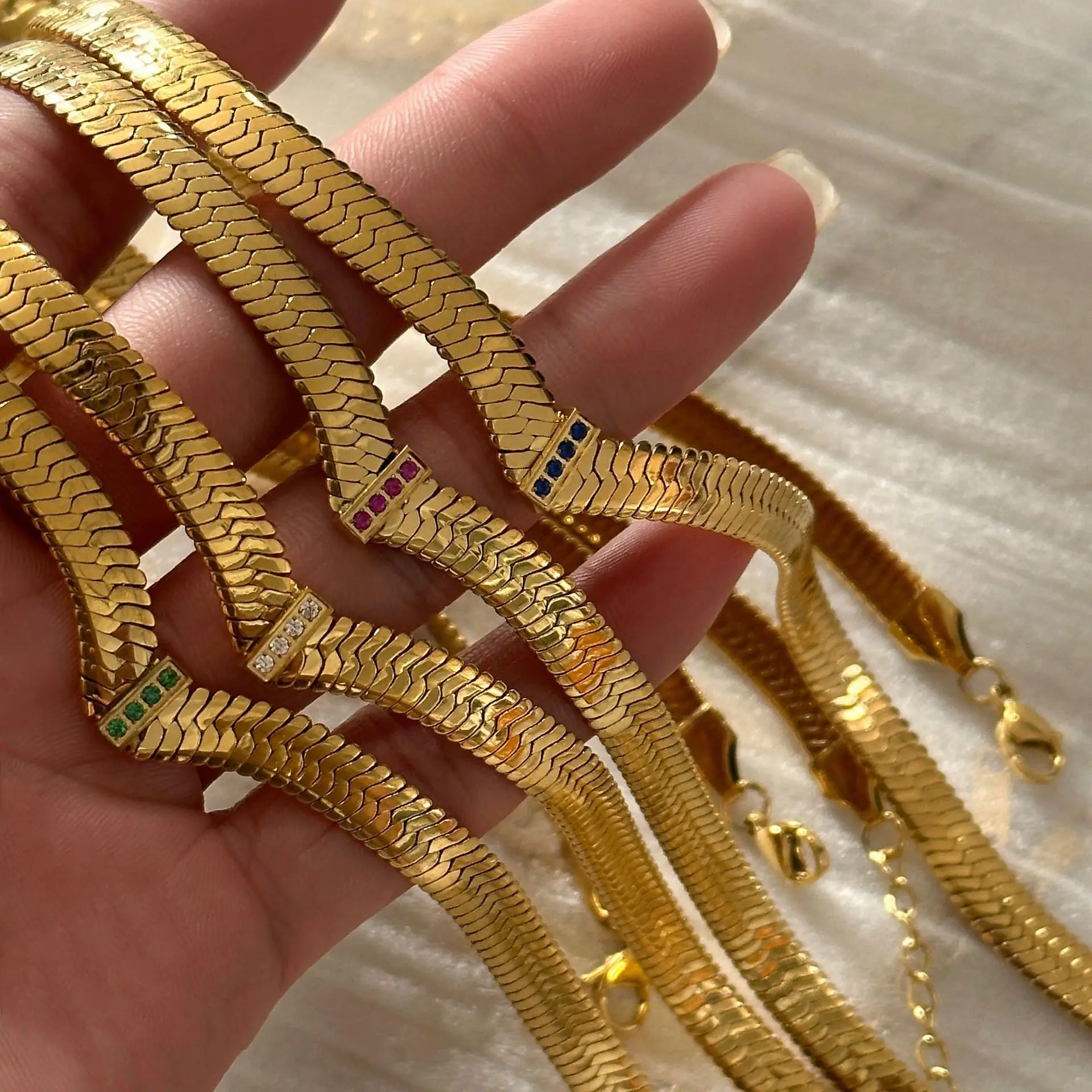 Spot Vintage Wholesale 18k Gold Plated Stainless Steel Microinset Zircon Snake Chain Necklace
Spot Vintage Wholesale 18k Gold Plated Stainless Steel Microinset Zircon Snake Chain Necklace