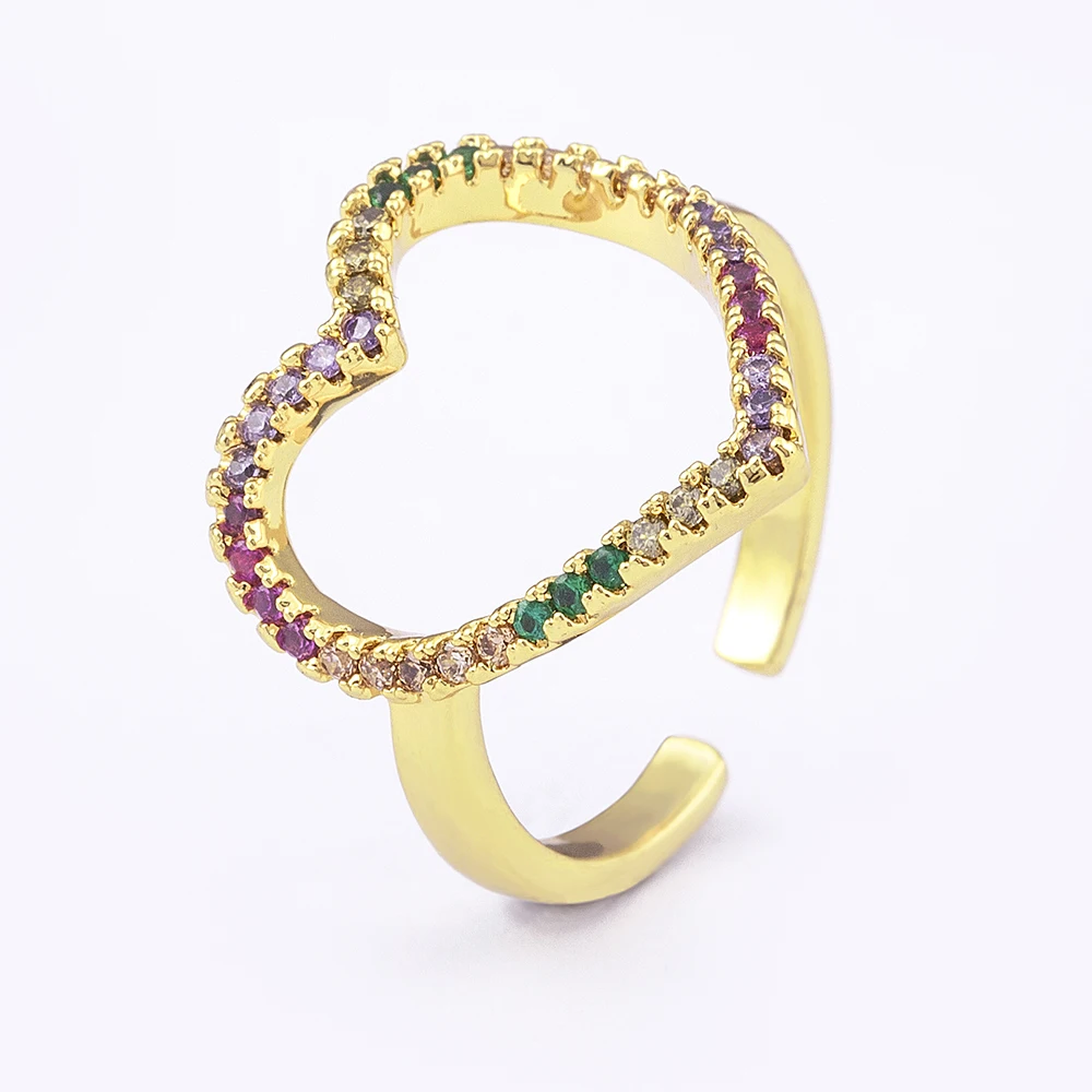 Fashion Rainbow Crystal Heart Opening Adjustable Rings Copper Cubic Zircon Women Wedding Rings Jewelry Valentine'S Day Gift
Fashion Rainbow Crystal Heart Opening Adjustable Rings Copper Cubic Zircon Women Wedding Rings Jewelry Valentine'S Day Gift