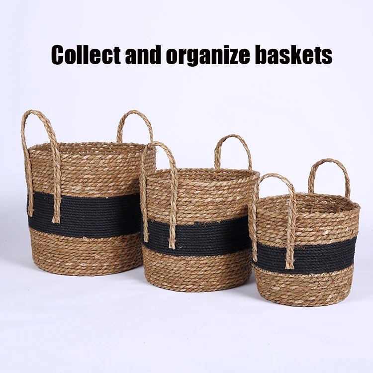 cotton rope basket with handle large woven blanket storage