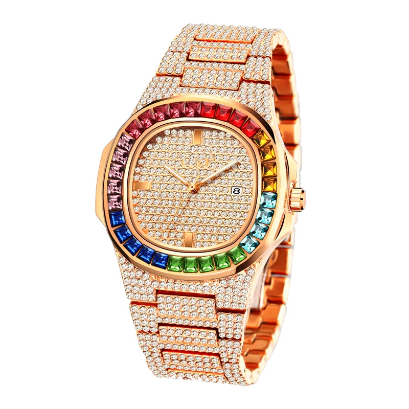 6044 FREE SAMPLE Amazon Hot selling Iced Out Watch Gold Colorful Diamond Watch for Men Square Bling Hip Hop Wristwatch, 4 different colors as picture
6044 FREE SAMPLE Amazon Hot selling Iced Out Watch Gold Colorful Diamond Watch for Men Square Bling Hip Hop Wristwatch, 4 different colors as picture