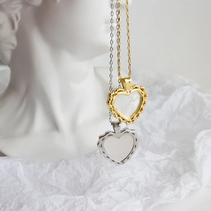 VIVILADY fashionable 925 sterling silver heart slightly inlaid mother shell love short pendant necklace
VIVILADY fashionable 925 sterling silver heart slightly inlaid mother shell love short pendant necklace