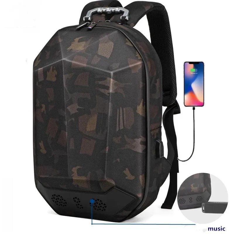 

Backpack Men 15.6" Laptop Waterproof Teenager Schoolbag Male Travel Mochila USB Singing Speaker Men Designers Backpacks, Black,blue,green,grey,camo