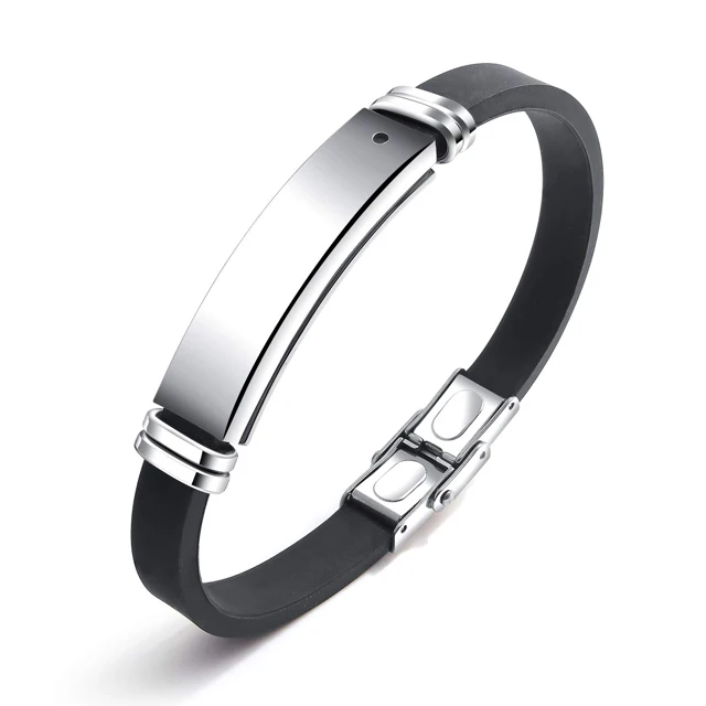 Personalized Stainless Steel Silicone Bracelets Men Rubber Wristband Fitness Sports Bracelets, Black
Personalized Stainless Steel Silicone Bracelets Men Rubber Wristband Fitness Sports Bracelets, Black