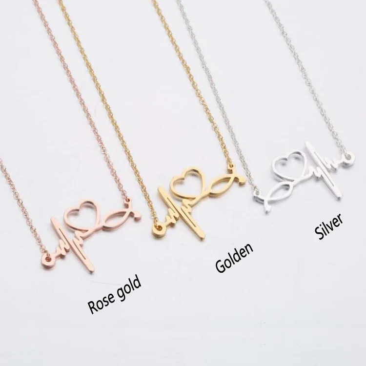 Necklace female electrocardiogram necklace stainless steel jewelry beating heart-shaped necklace, Rose gold,gold,silver
Necklace female electrocardiogram necklace stainless steel jewelry beating heart-shaped necklace, Rose gold,gold,silver