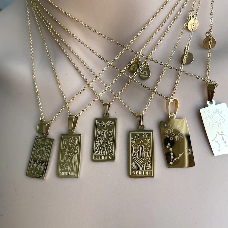 The new 12 zodiac necklace square pendant ins wind clavicle stainless steel chain electroplating real gold
The new 12 zodiac necklace square pendant ins wind clavicle stainless steel chain electroplating real gold
