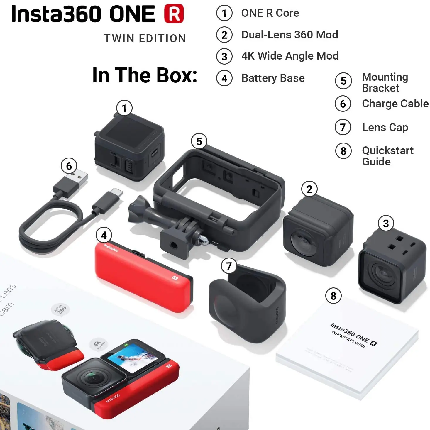 Insta360 ONE R Twin Edition 4K Wide Angle 60FPS Super 5.7K Dual-Lens 360 Action Camera