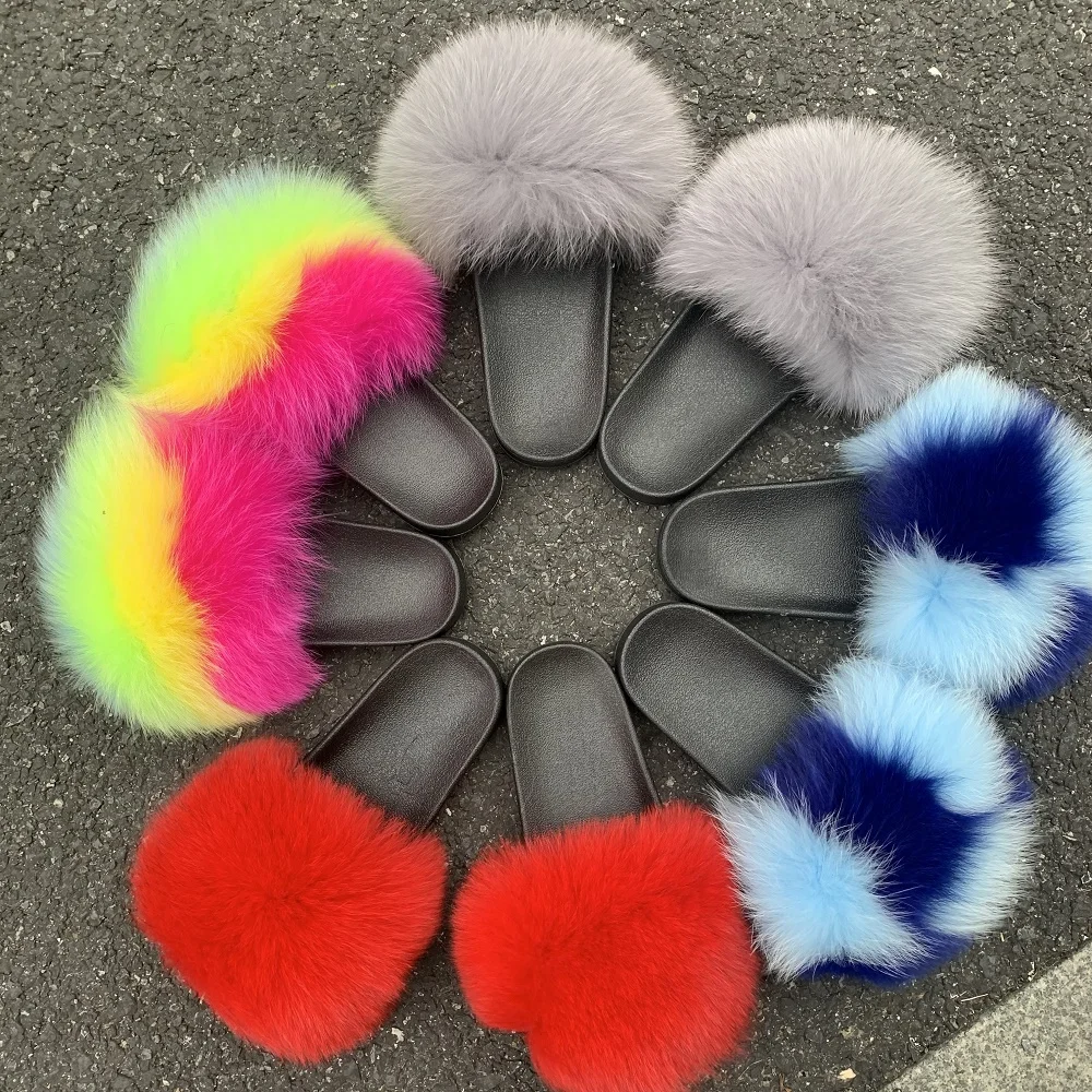 Top Quality Furry Women Fur Slides New Design Fox Fur Slippers for Women's Gift, As picture show or customized
Top Quality Furry Women Fur Slides New Design Fox Fur Slippers for Women's Gift, As picture show or customized