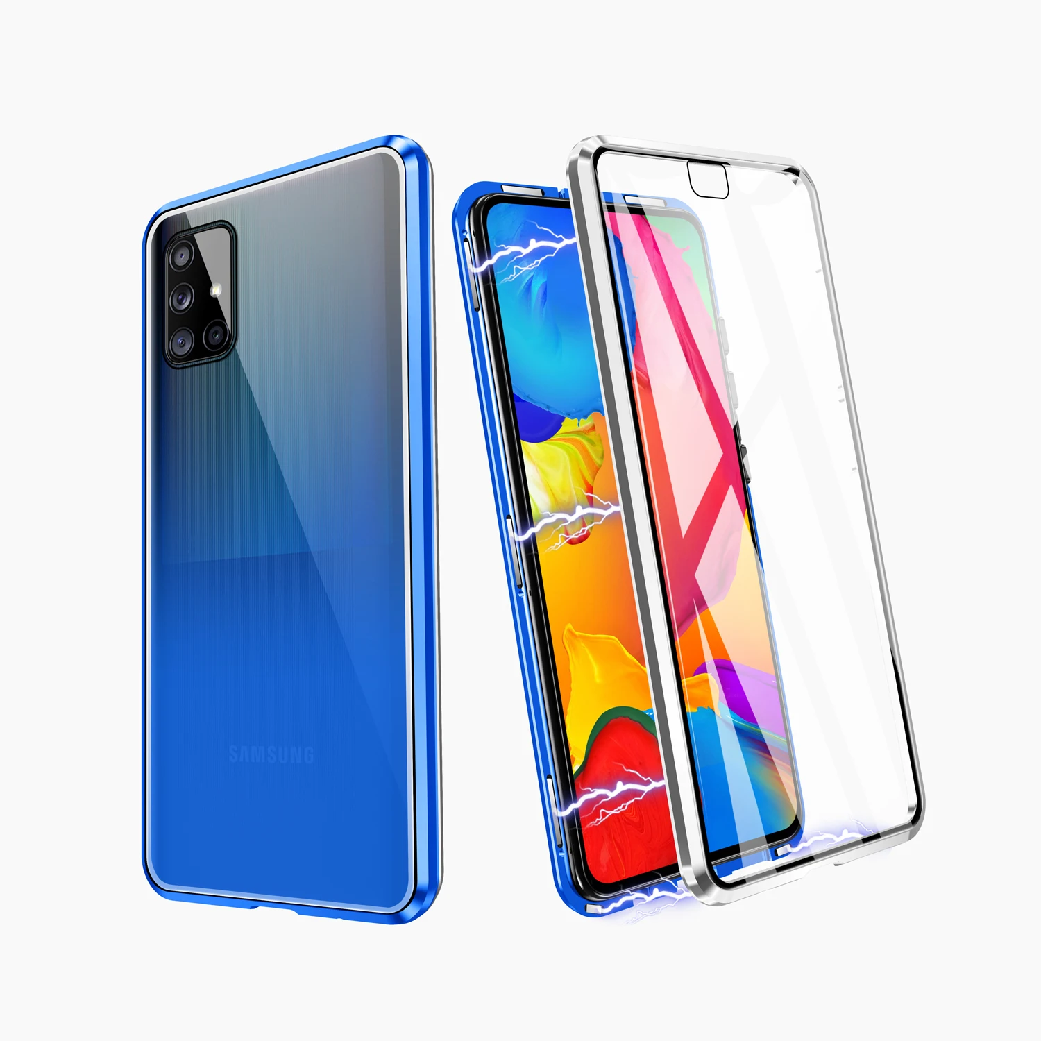 ZHIKE Wholesale Clear Tempered Glass Magnetic Mobile Phone Case for Samsung Galaxy A71 A51 A81 A91, Blue&silver
ZHIKE Wholesale Clear Tempered Glass Magnetic Mobile Phone Case for Samsung Galaxy A71 A51 A81 A91, Blue&silver