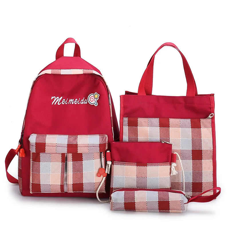 China supplier Korean version wear-resistant student bag leisure canvas 4 pieces school set backpack bag for girls, Customized
China supplier Korean version wear-resistant student bag leisure canvas 4 pieces school set backpack bag for girls, Customized