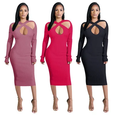 2021 Hot Sale Wome Solid Pit Stripe Strapless Long Sleeve Casual Dresses Fashion Sexy Hollow Out Midi Dress
2021 Hot Sale Wome Solid Pit Stripe Strapless Long Sleeve Casual Dresses Fashion Sexy Hollow Out Midi Dress