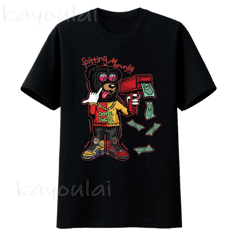 Fashion Cartoon Bear Banknote gun Unisex Graphic T shirts Oversized Hip Hop Wholesale Men T shirts Custom Printing
Fashion Cartoon Bear Banknote gun Unisex Graphic T shirts Oversized Hip Hop Wholesale Men T shirts Custom Printing