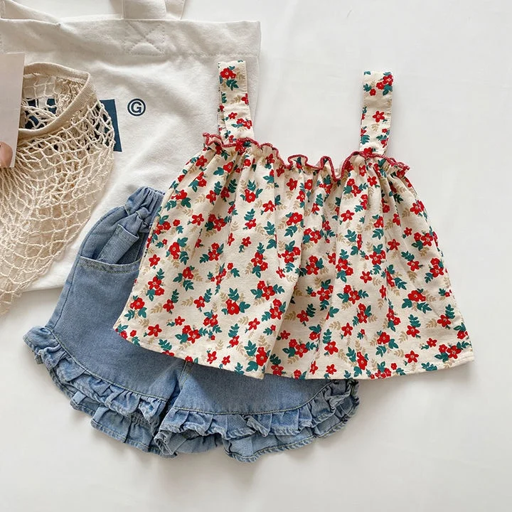 2021 New Summer Baby Girl Clothes Sets Floral T Shirt Vest Denim Short 2Pcs Children Suit Fashion Outfits Soft Kids Clothing
2021 New Summer Baby Girl Clothes Sets Floral T Shirt Vest Denim Short 2Pcs Children Suit Fashion Outfits Soft Kids Clothing