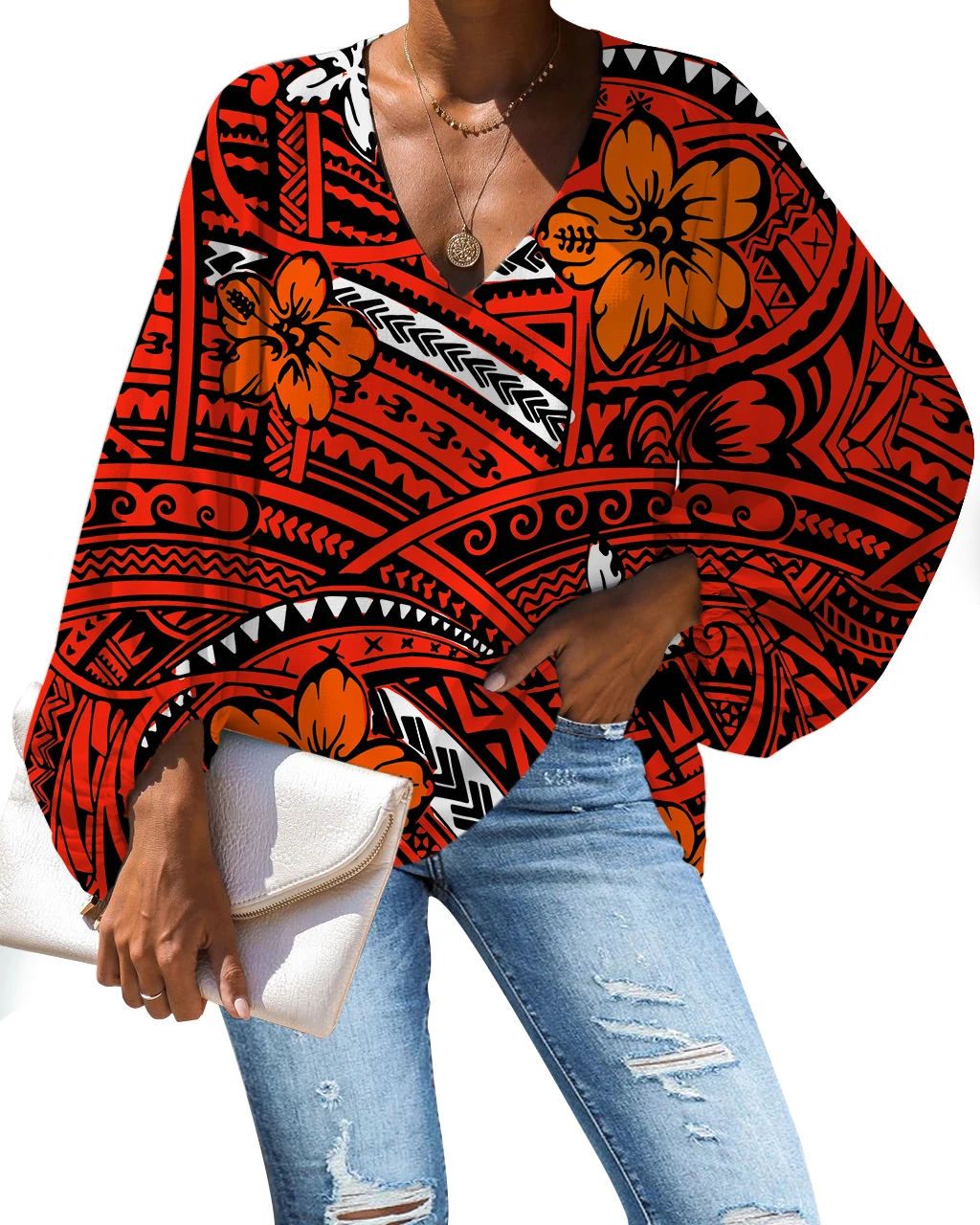 Wholesale Polynesian Traditional Tribal Design Pattern Lantern Sleeve Blouse Tops Loose Chiffon Shirts Clothes Women Clothing
Wholesale Polynesian Traditional Tribal Design Pattern Lantern Sleeve Blouse Tops Loose Chiffon Shirts Clothes Women Clothing