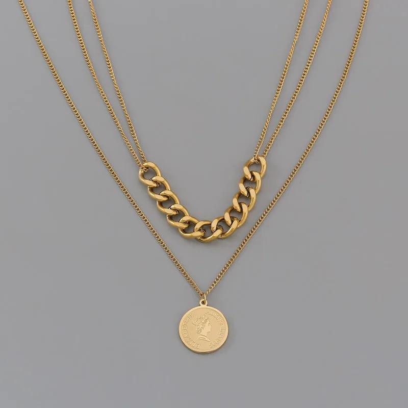 2021 Trendy Cuban Head Portrait Double Necklace Stainless Steel Jewelry Necklace Charms Gold Chain Pendant Necklace Women
2021 Trendy Cuban Head Portrait Double Necklace Stainless Steel Jewelry Necklace Charms Gold Chain Pendant Necklace Women