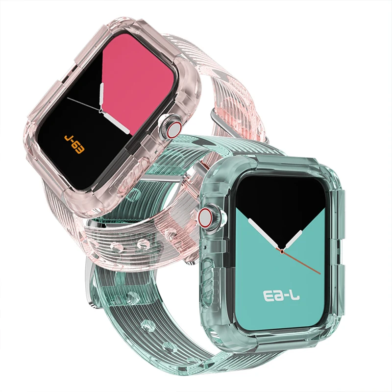 transparent sport silicone watch band for apple watch strap design 2021, Transparent white/ black/ yellow/green/pink/purple
transparent sport silicone watch band for apple watch strap design 2021, Transparent white/ black/ yellow/green/pink/purple