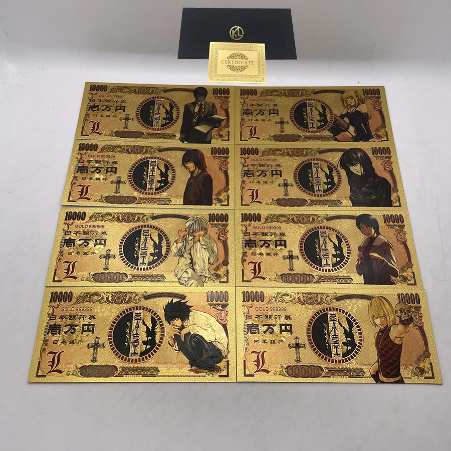 8 Designs Anime Designs Death Note Yagami Light Misa Amane Gold banknotes for Fans Great Gift Collection
8 Designs Anime Designs Death Note Yagami Light Misa Amane Gold banknotes for Fans Great Gift Collection