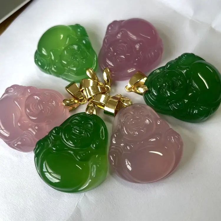 2021 Natural Stone Green Jade Laughing Buddha Pendant Charm 18K Gold Pink Buddha Necklace Jewelry For Women And Men, Green , pink
2021 Natural Stone Green Jade Laughing Buddha Pendant Charm 18K Gold Pink Buddha Necklace Jewelry For Women And Men, Green , pink