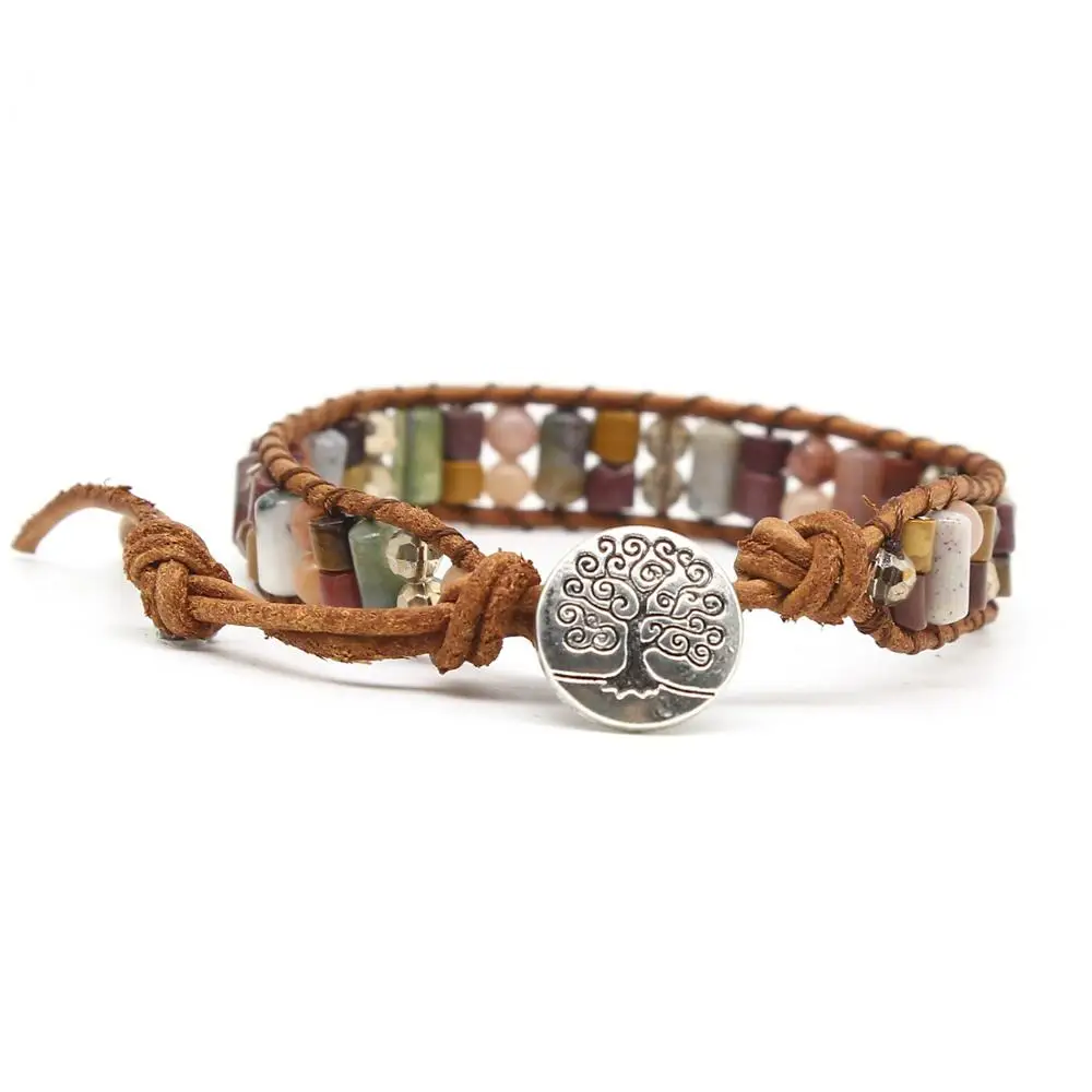 Wholesale Classical Ethnic Tree Of Life Buckle Braid Genuine Leather Natural Stone Wrap Bracelet
Wholesale Classical Ethnic Tree Of Life Buckle Braid Genuine Leather Natural Stone Wrap Bracelet