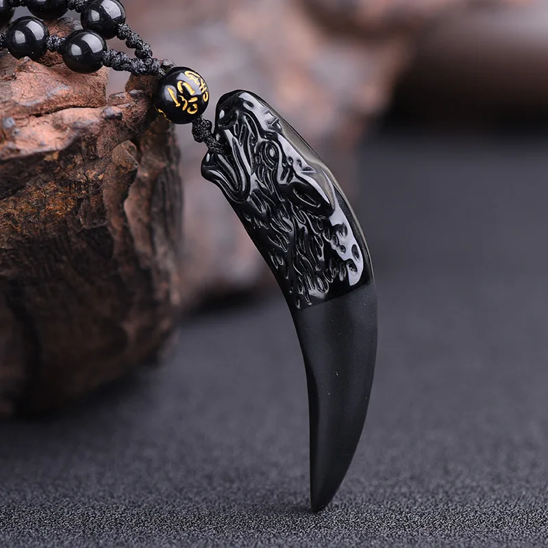New 100% natural obsidian Wolf's Tooth pendant Tooth lucky Amulet and hyperbole punk necklace lucky win necklace for men
New 100% natural obsidian Wolf's Tooth pendant Tooth lucky Amulet and hyperbole punk necklace lucky win necklace for men