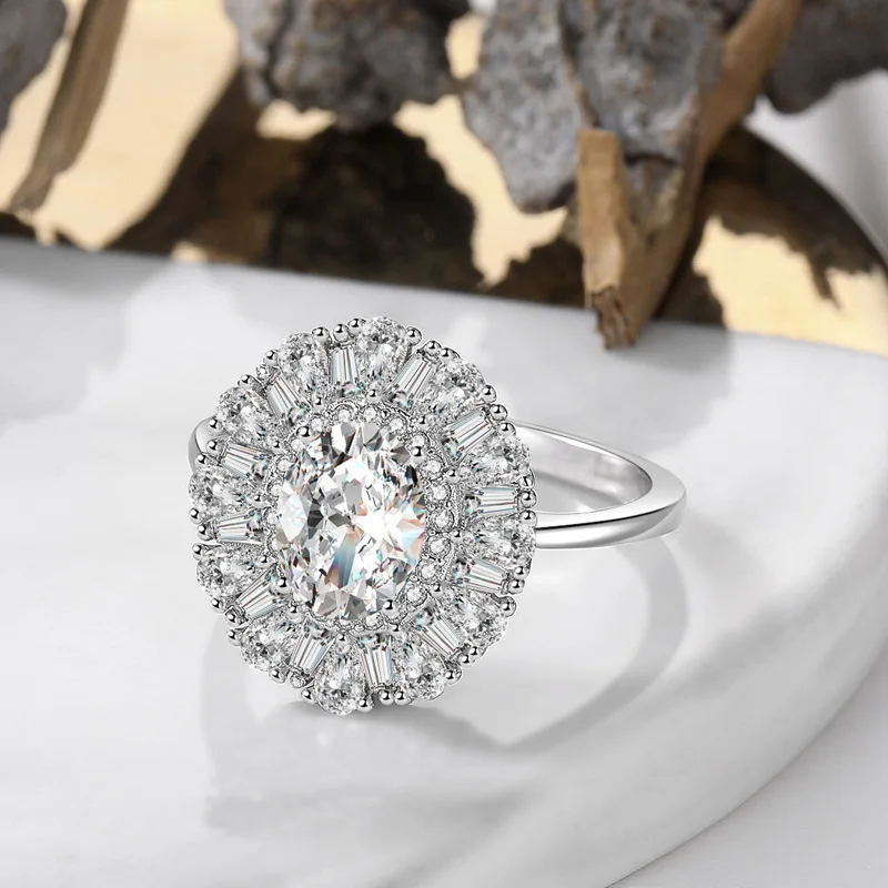 New set pigeon egg set diamond ring luxury banquet zircon women's fashion Mosangshi luxury jewelry, White
New set pigeon egg set diamond ring luxury banquet zircon women's fashion Mosangshi luxury jewelry, White