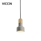 Modern new design simple style indoor personality E27 wood cement pendant lamp