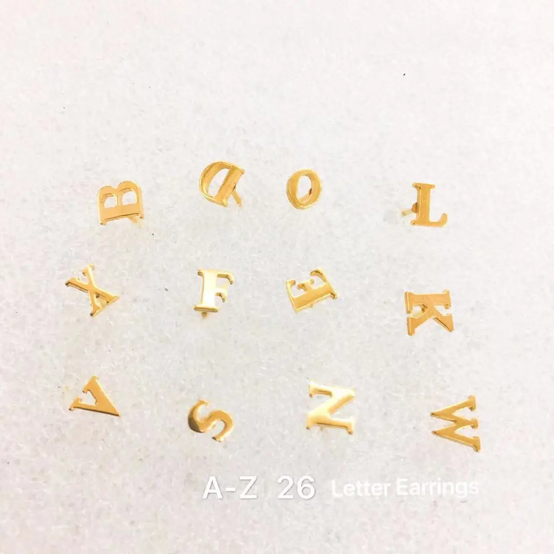 Letter Earrings 26 letters complete stainless steel vacuum plated gold earrings Korean women Earrings
Letter Earrings 26 letters complete stainless steel vacuum plated gold earrings Korean women Earrings