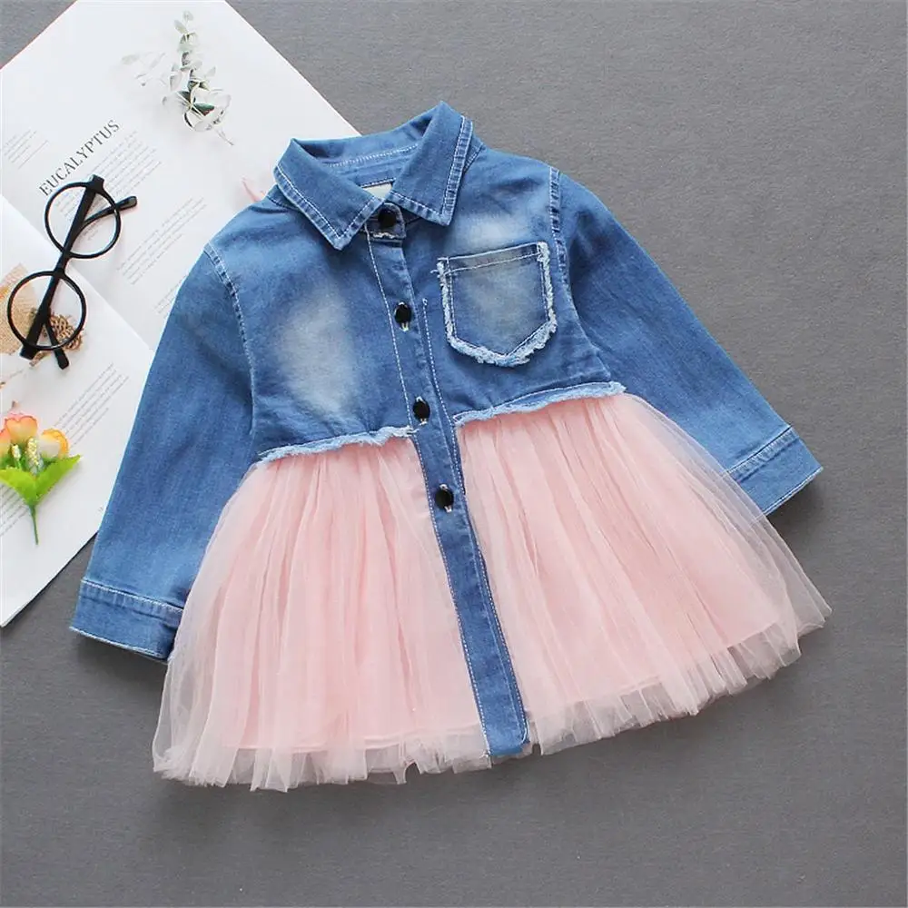 New fashion toddler Girls spring long sleeve denim one piece tulle dress, Picture shows
New fashion toddler Girls spring long sleeve denim one piece tulle dress, Picture shows