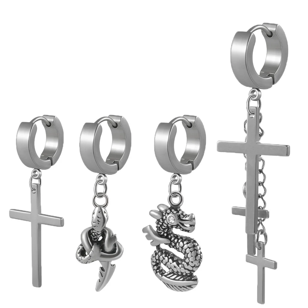 Stainless steel dragon cross pendant ear hoop piercing earrings fashion body piercing earrings jewelry
Stainless steel dragon cross pendant ear hoop piercing earrings fashion body piercing earrings jewelry