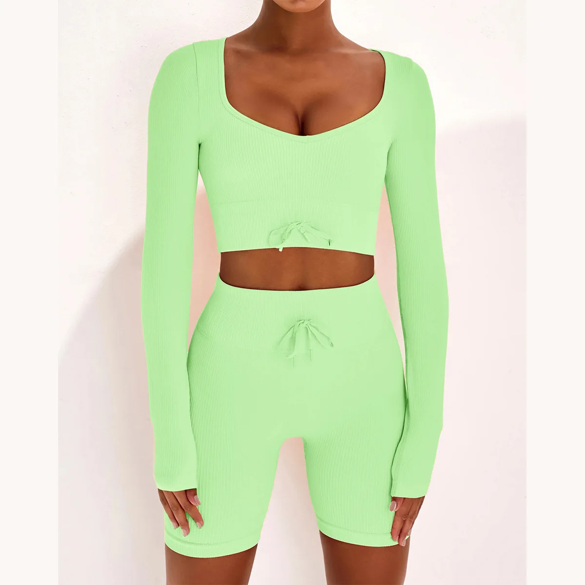 Wholesale gym knit fitness long sleeve crop top seamless playsuit shorts yoga sets women long sleeve yoga clothing
Wholesale gym knit fitness long sleeve crop top seamless playsuit shorts yoga sets women long sleeve yoga clothing