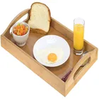 Wholesale wooden tray breakfast food tray with handle wood divided tray