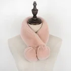 Fashion Warm Rex Rabbit Fur Scarf Pom Pom For Woman With Wholesale Factory Women Fur Scarf