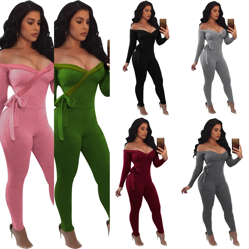 2022 Fashion High Quality Waist Bandage Off The Shoulder Sexy Slim Solid Color Jumpsuit With Belt Long Sleeve Jumpsuit
2022 Fashion High Quality Waist Bandage Off The Shoulder Sexy Slim Solid Color Jumpsuit With Belt Long Sleeve Jumpsuit