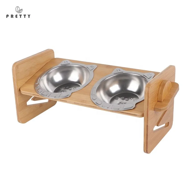 Adjustable Food Grade Cat Dish elevated Bowl stand for Food water feeding Stainless Steel cat pet bowls feeder with bamboo stand
Adjustable Food Grade Cat Dish elevated Bowl stand for Food water feeding Stainless Steel cat pet bowls feeder with bamboo stand
