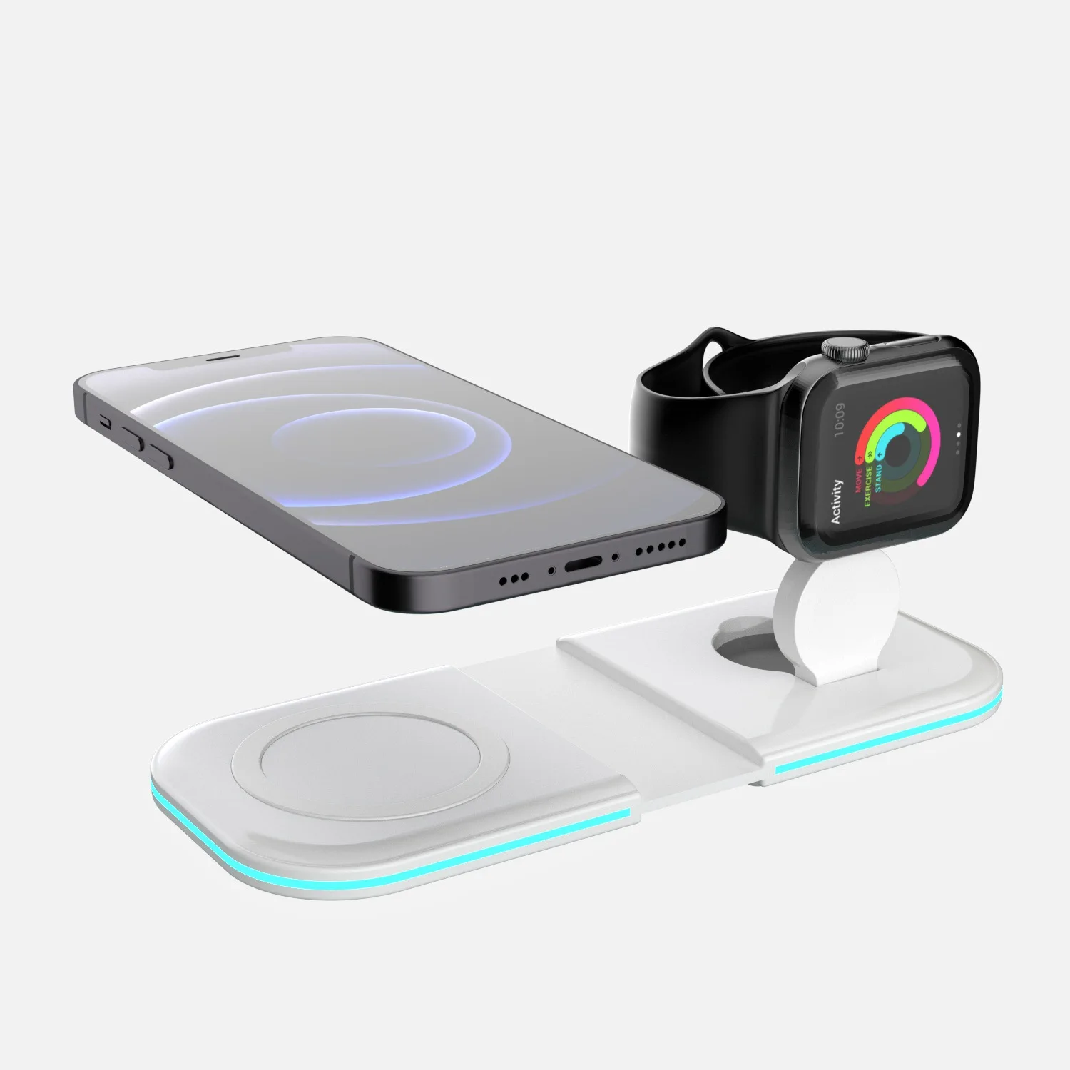 15W Magnetic Dual Folding Wireless Charger for iPhone 12 Smart Watch Qi Wireless Charging Station Stand with LED Light, White
15W Magnetic Dual Folding Wireless Charger for iPhone 12 Smart Watch Qi Wireless Charging Station Stand with LED Light, White
