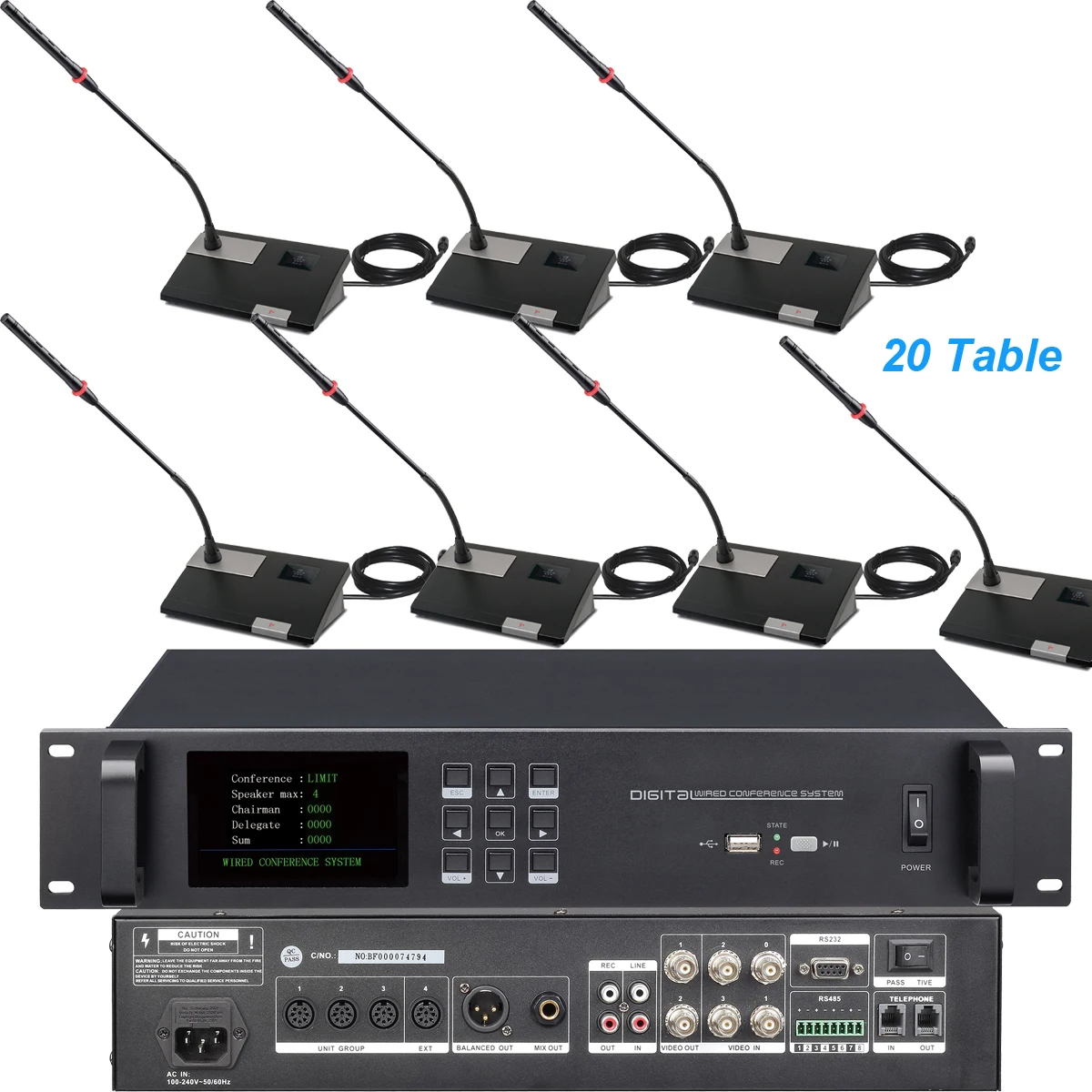 Digital Wired 20 Gooseneck Video Conference Microphone System 20 Desktop LED 1 President 19 Delegate Unit
Digital Wired 20 Gooseneck Video Conference Microphone System 20 Desktop LED 1 President 19 Delegate Unit