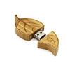 ECO friendly concept raw wood material customized logo printing 4GB wooden leaf shape usb flash key