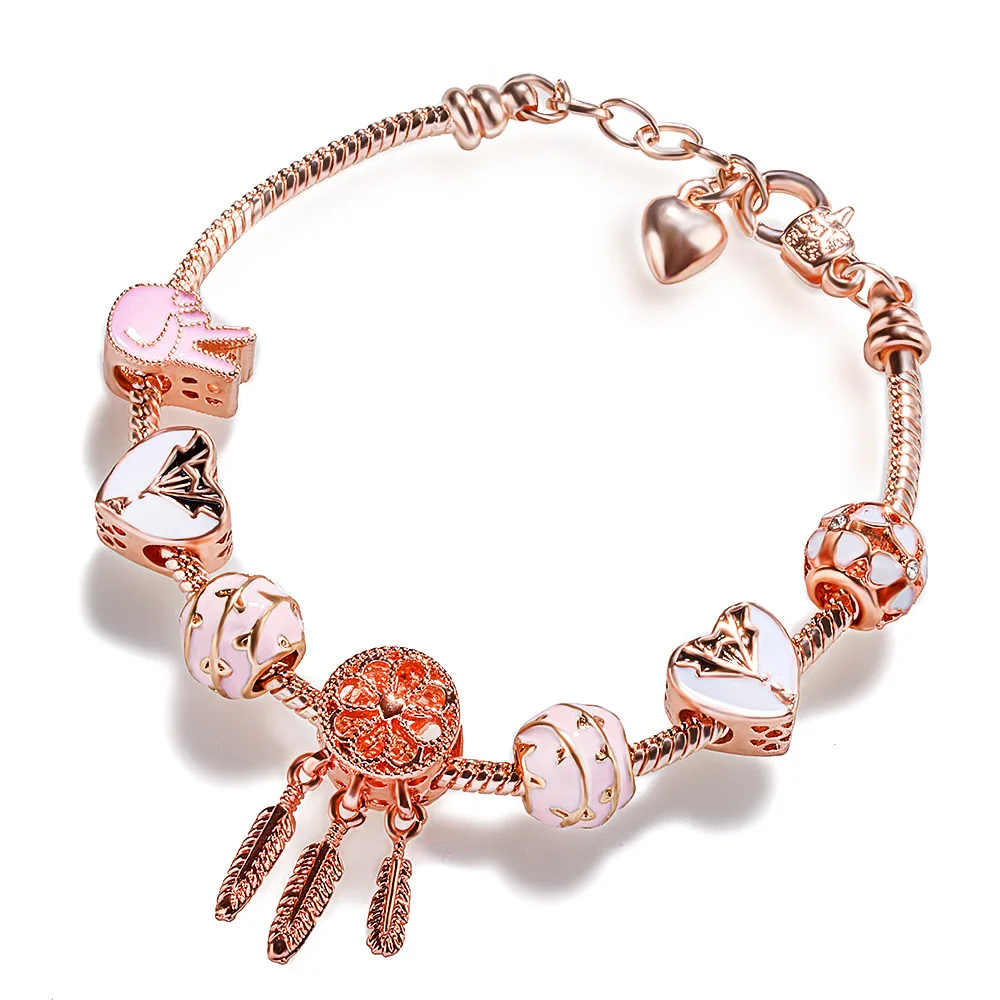 Amazon Wholesale Pink Love Heart Flower Feather Charm Bracelet Beads Ball Hollow Flower Heart Feather Pendants Bracelet, Picture shows
Amazon Wholesale Pink Love Heart Flower Feather Charm Bracelet Beads Ball Hollow Flower Heart Feather Pendants Bracelet, Picture shows