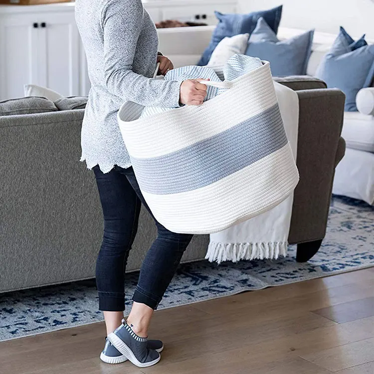 Wholesales 2020 New Style Large Cotton Rope Woven Laundry Bread Storage Basket with Long Handles, Natural white and brown
Wholesales 2020 New Style Large Cotton Rope Woven Laundry Bread Storage Basket with Long Handles, Natural white and brown