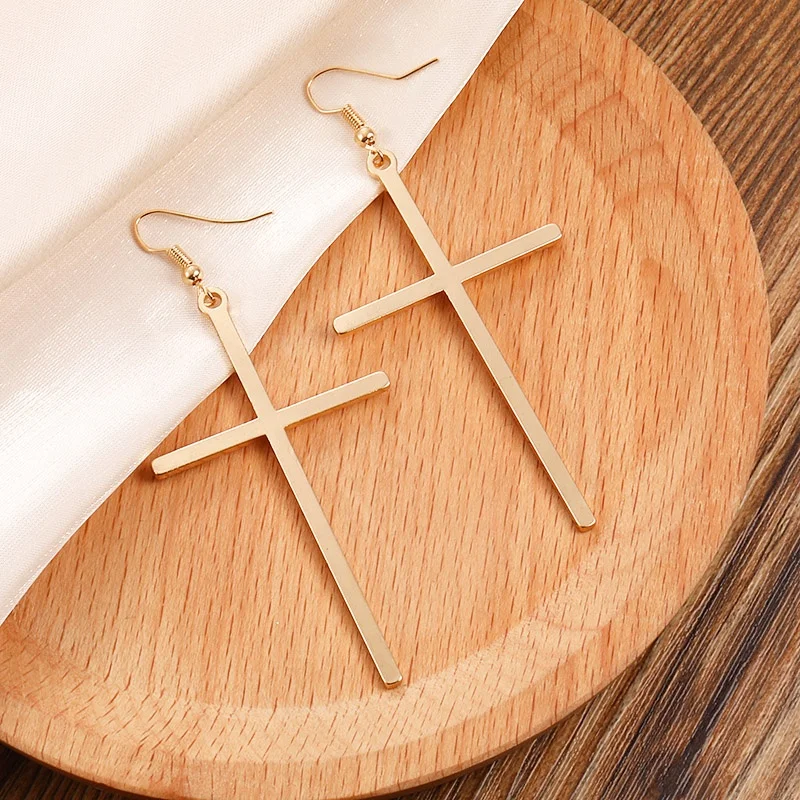 large dangle drop earrings 2019 fashion silver gold cross earrings for women party jewelry girls best gift, As picture
large dangle drop earrings 2019 fashion silver gold cross earrings for women party jewelry girls best gift, As picture
