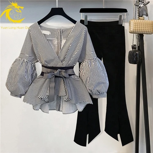 Two piece set women clothing outfit casual lantern sleeve blouse tops + pants plus size 4xl
Two piece set women clothing outfit casual lantern sleeve blouse tops + pants plus size 4xl
