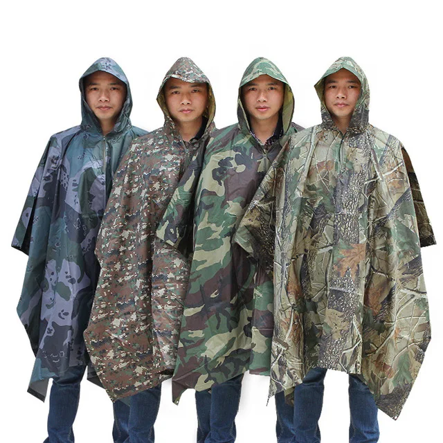 camouflage outdoor rian coat poncho military polyester ripstop fabric army rain coat for solders, Customized
camouflage outdoor rian coat poncho military polyester ripstop fabric army rain coat for solders, Customized