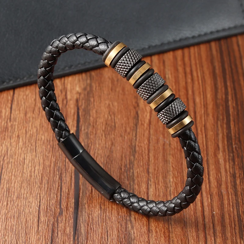 Wholesale Fashion Design Custom Leather Charm Bangle Adjustable Stainless Steel Natural Leather Bracelet For Men
Wholesale Fashion Design Custom Leather Charm Bangle Adjustable Stainless Steel Natural Leather Bracelet For Men