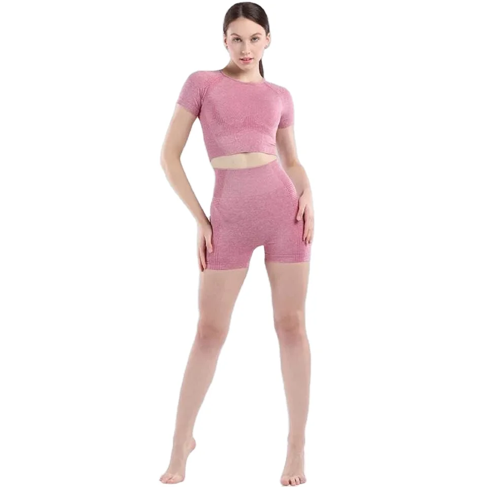 2021 Women Short Sleeve Suit Seamless Yoga Athletic Gym Workout Fitness Tight High Waisted Sexy Yoga Fashion Shorts Sets
2021 Women Short Sleeve Suit Seamless Yoga Athletic Gym Workout Fitness Tight High Waisted Sexy Yoga Fashion Shorts Sets