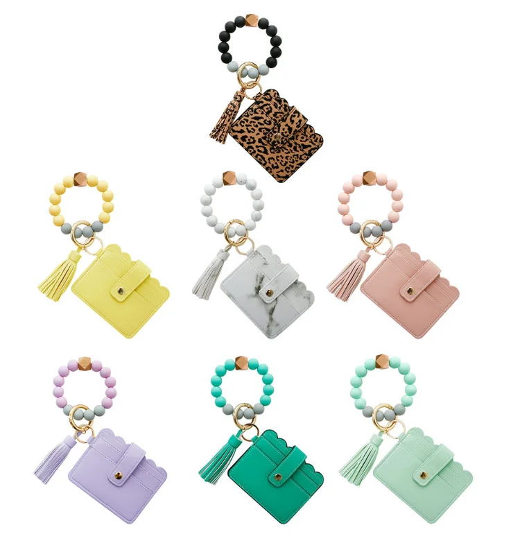 Hot sale girl ladies silicone beaded keyring leather wristlet bracelet keychain bangle wallet, Multi-colors
Hot sale girl ladies silicone beaded keyring leather wristlet bracelet keychain bangle wallet, Multi-colors
