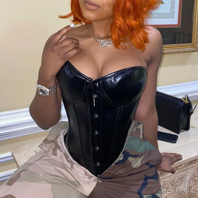 New Fashion Design Women Casual Pu Leather Off The Shoulder Corset Tank Tops, Customized color
New Fashion Design Women Casual Pu Leather Off The Shoulder Corset Tank Tops, Customized color