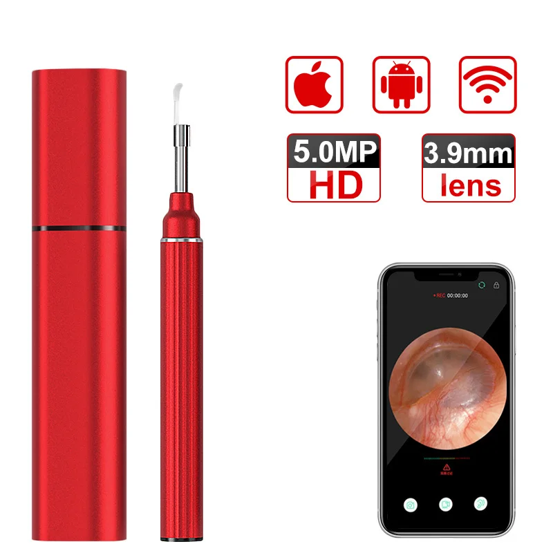 2021 New arrival wifi wireless ear otoscope Wifi ear endoscope inspection camera 6 LED lights earwax removal camera kits, Red
2021 New arrival wifi wireless ear otoscope Wifi ear endoscope inspection camera 6 LED lights earwax removal camera kits, Red