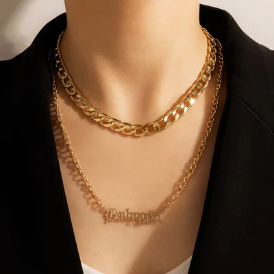 Statement Gold Plated Alphabet Babygirl Necklaces Double Layers Cross Chain Babygirl Letter Necklace For Girlfriend
Statement Gold Plated Alphabet Babygirl Necklaces Double Layers Cross Chain Babygirl Letter Necklace For Girlfriend