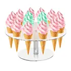 V0NVIK Premium Frosted Acrylic Ice Cream Snow Cone 16 Hole Display Stand Holder